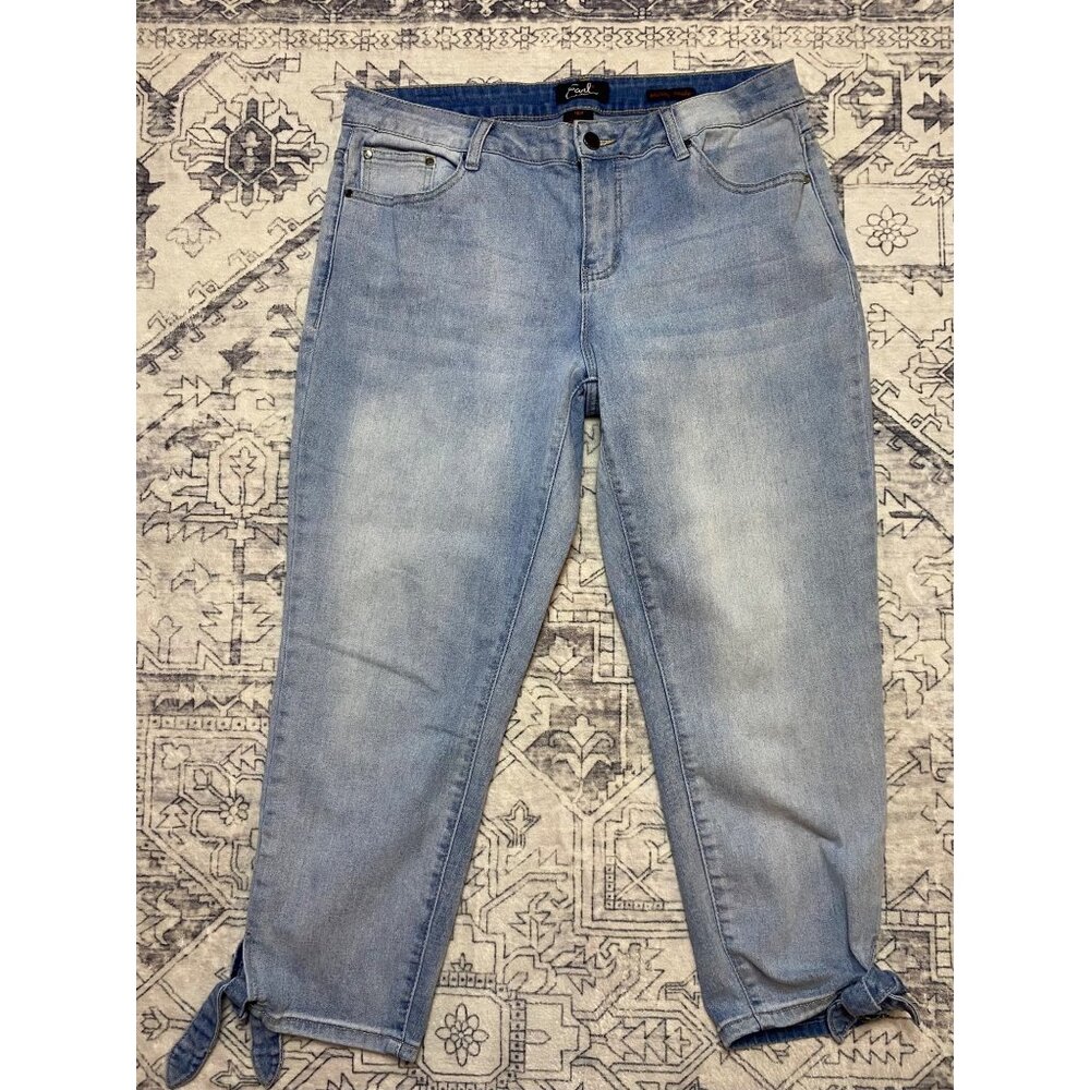 Earl Jean Capri Skinny Ankle Jeans With Tie Hem Womens 16 Petites Stretch Denim